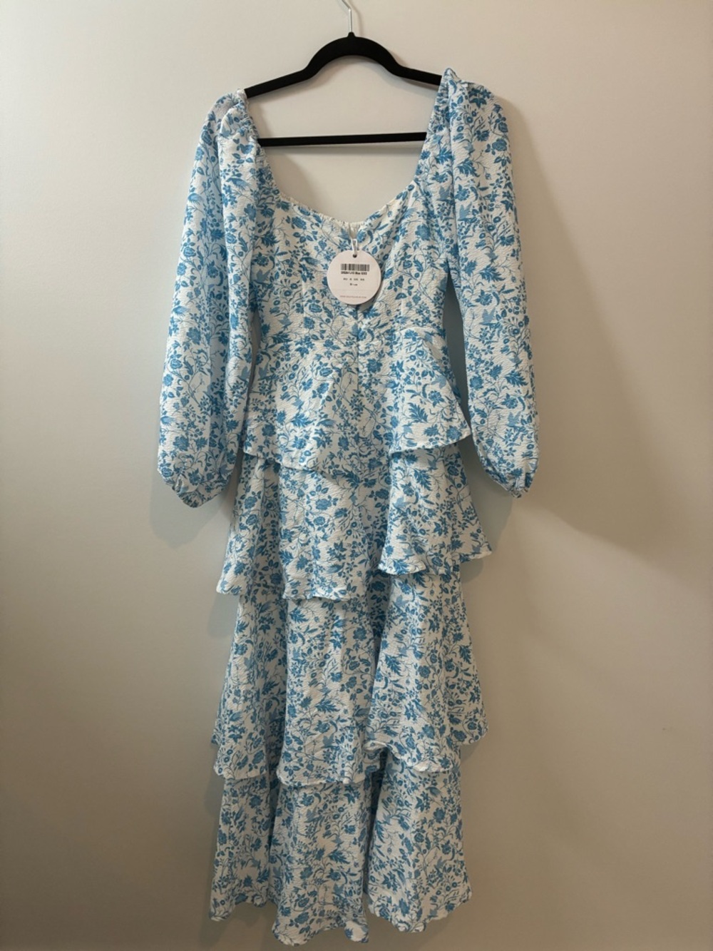 Selfie Leslie Blue Floral Square-Neck Dress NWT XS
